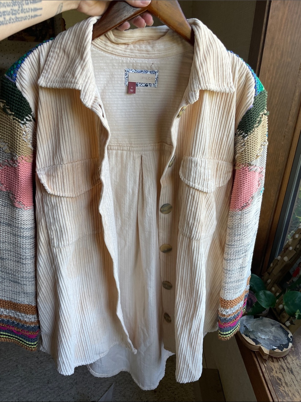 Pilcro Anthropologie Easy Going Cream Corduroy Jacket 100% cotton Small - Picture 7 of 12